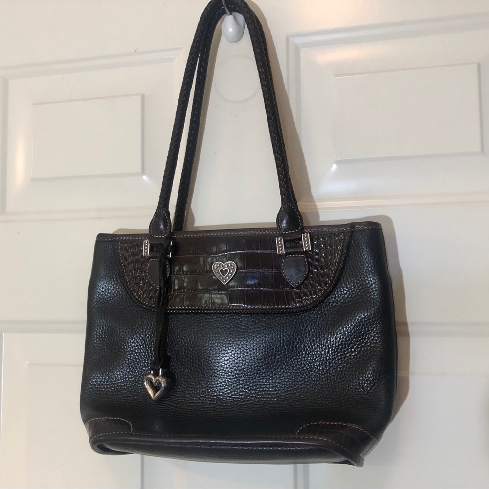 Brighton black brown leather baguette bag A 523456